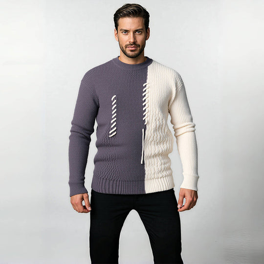 Unisex nan strukturierter Oversize-Strickpullover mit Zopfmuster und dekorativer Steppnaht EB