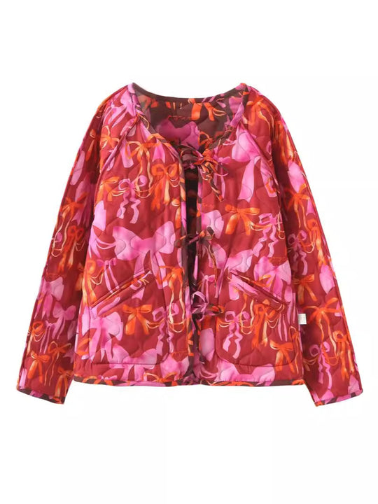 Damen Steppjacke mit verspieltem Schleifenmuster EB