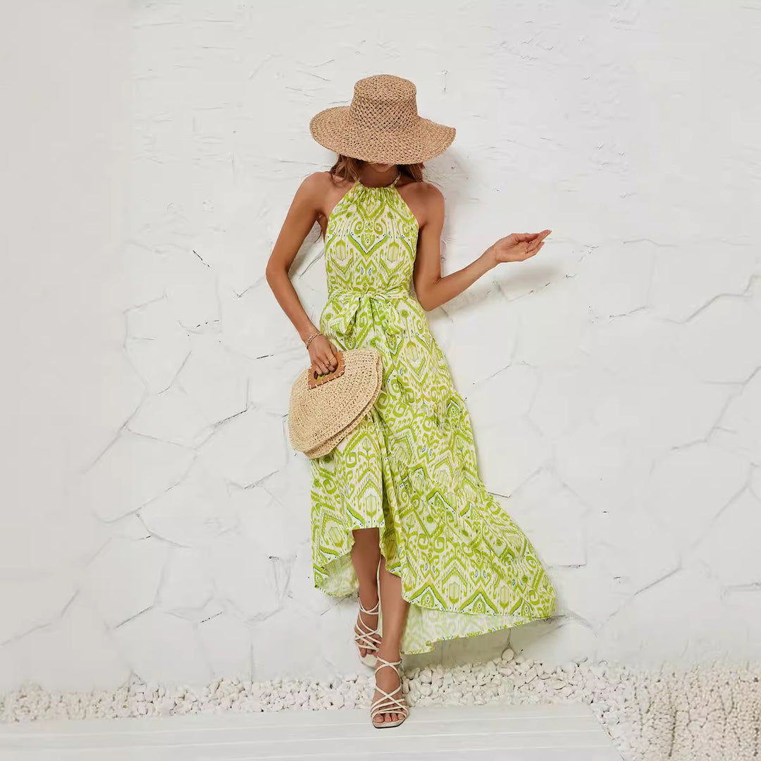 Damen Maxikleid mit schickem Wickeldesign und modernem Ethno-Muster EB