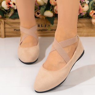 Damen Ballerinas mit elegantem Kreuzriemen-Design und bequemer Sohle EB