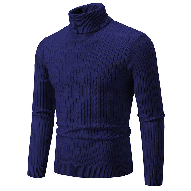 Herren nan Rollkragenpullover mit Zopfstrick und schlanker Passform EB