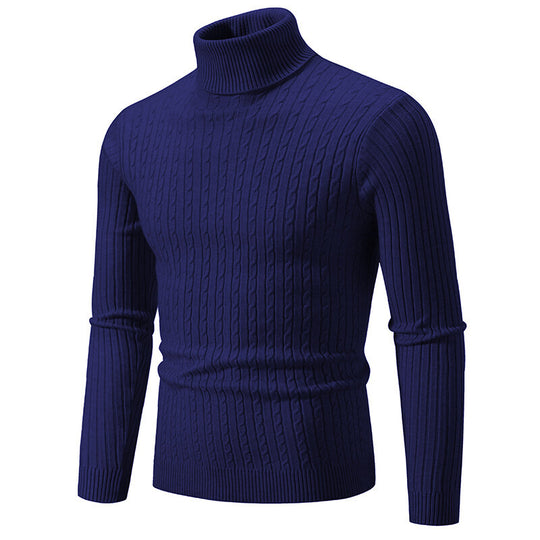 Herren nan Rollkragenpullover mit Zopfstrick und schlanker Passform EB