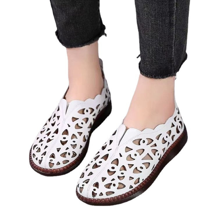 Damen luftige Mokassins mit elegantem Cut-Out-Design und rutschfester Sohle EB