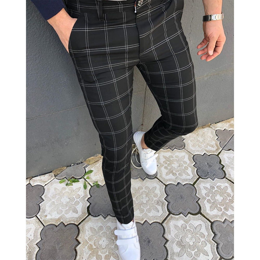 Damen Slim-Fit Karohose mit elastischem Bund und modischem Design EB