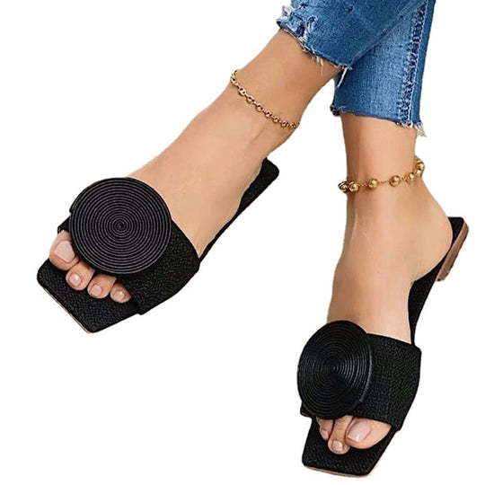 Damen Slipper mit kunstvollem Rund-Detail EB