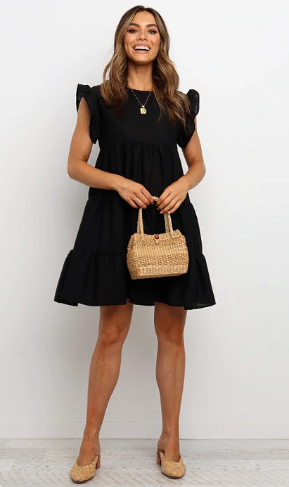 Damen Lässiges Kleid mit Rüschendetails und taillierter Silhouette EB