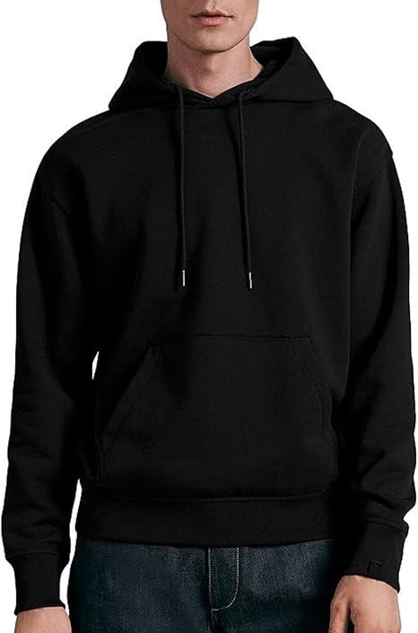 Herren nan lässiger Kapuzenpullover mit Kängurutasche, Tunnelzug und gerippten Bündchen EB