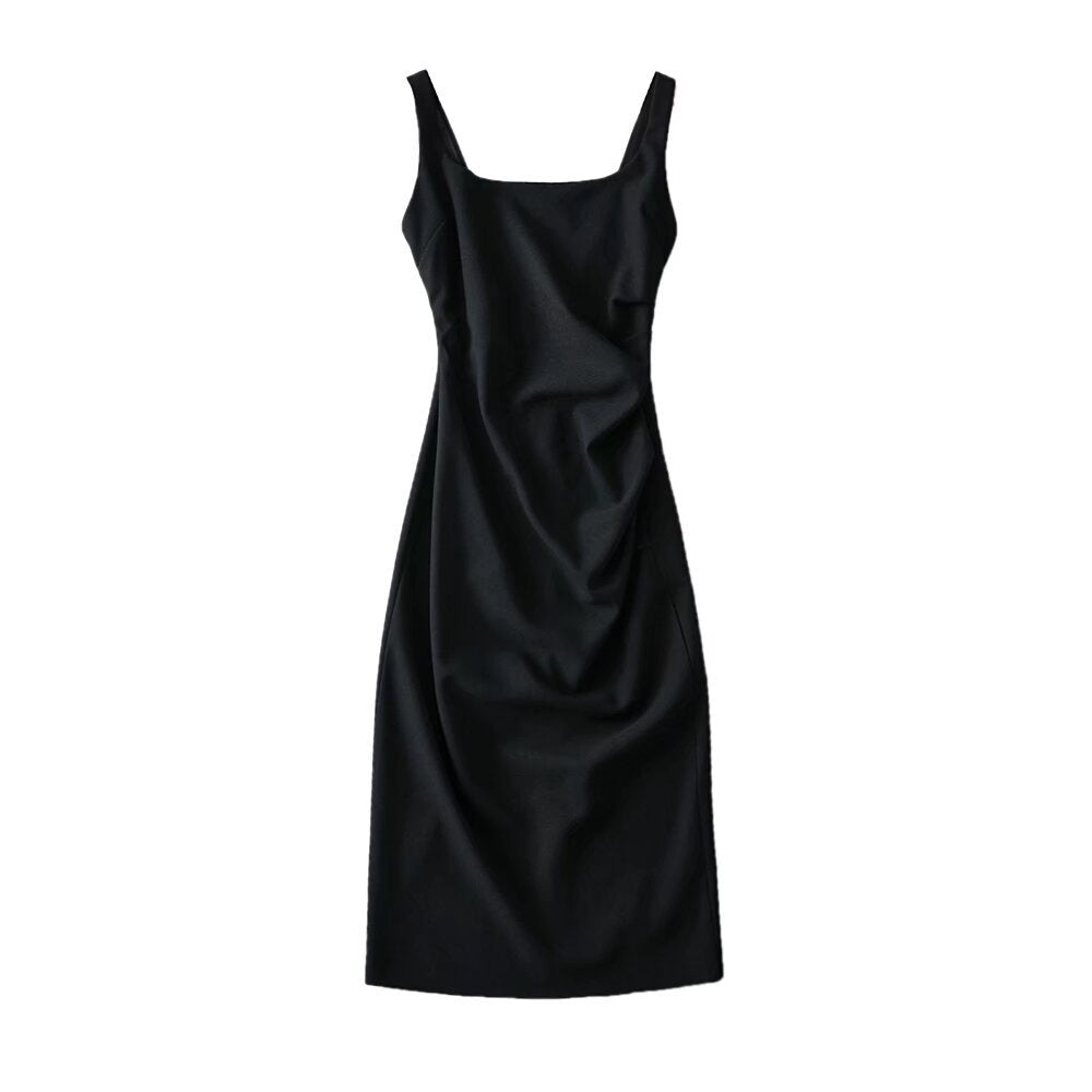 Damen figurbetontes Midi-Kleid mit elegantem Rüschendetail EB