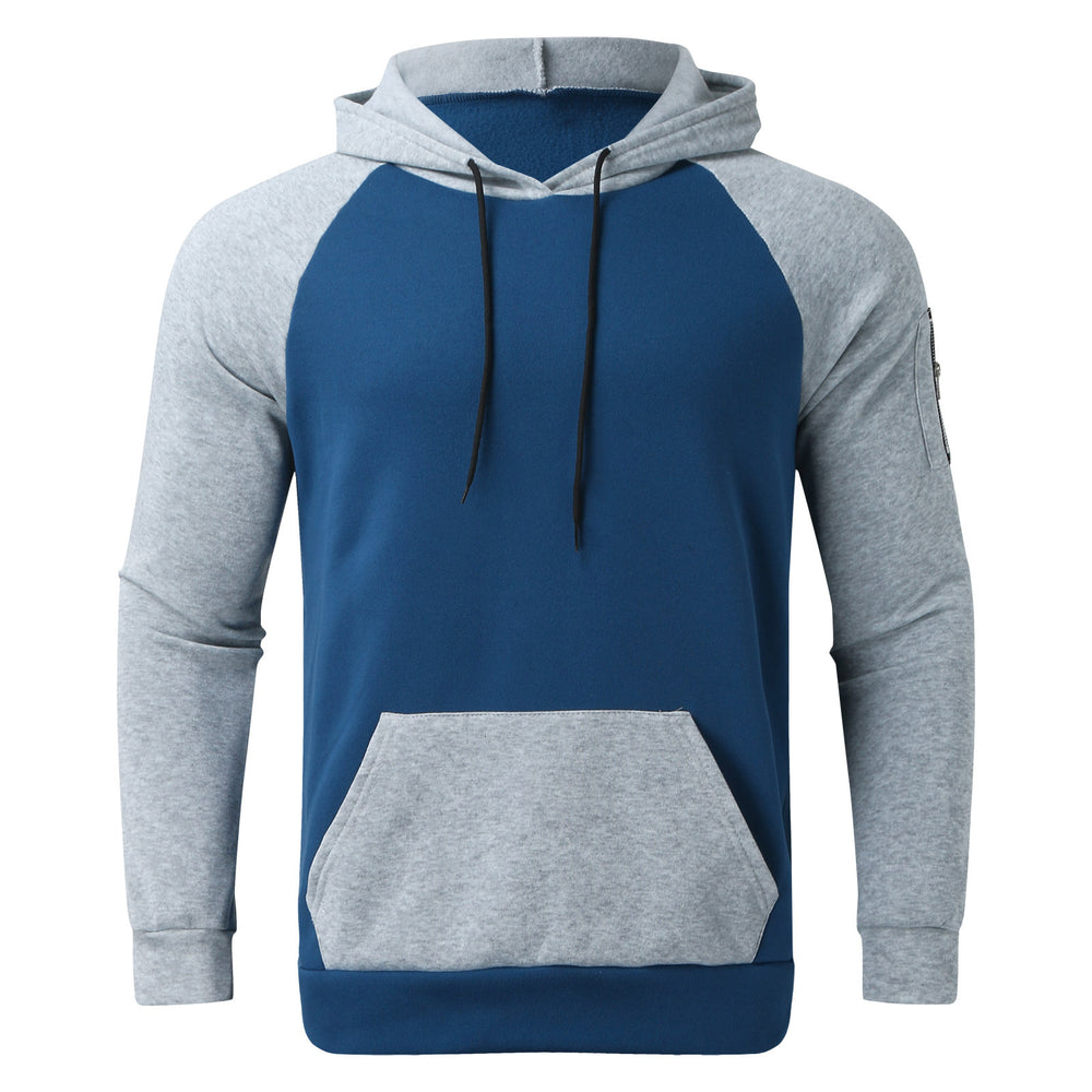 Herren sportlicher Hoodie mit Kontrastärmeln und praktischer Kängurutasche EB