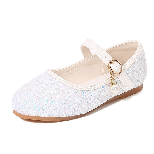 Mädchen Glitzernde Mary Jane Ballerinas mit Perlenapplikation EB