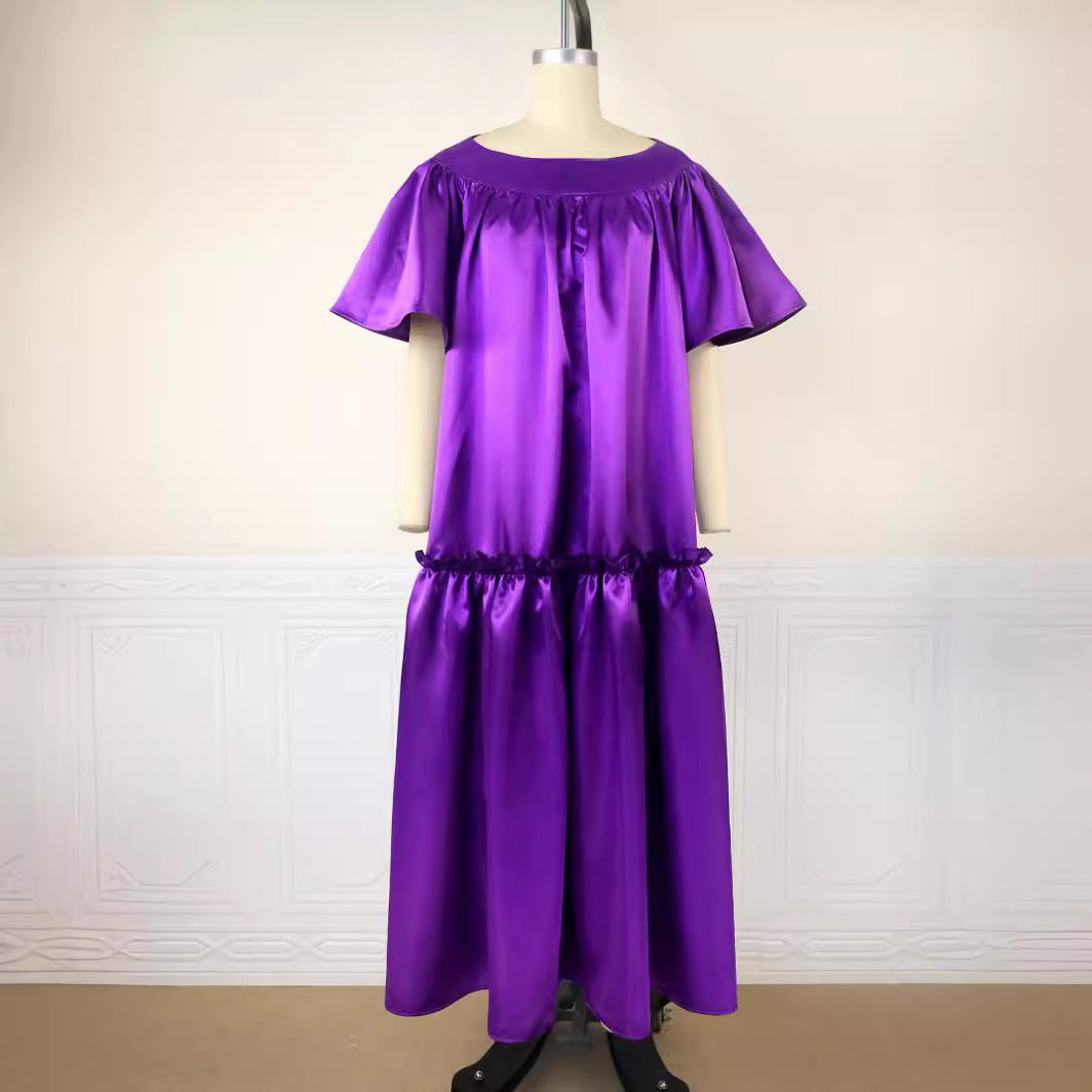 Damen Fließendes Maxikleid mit voluminösen Ärmeln EB