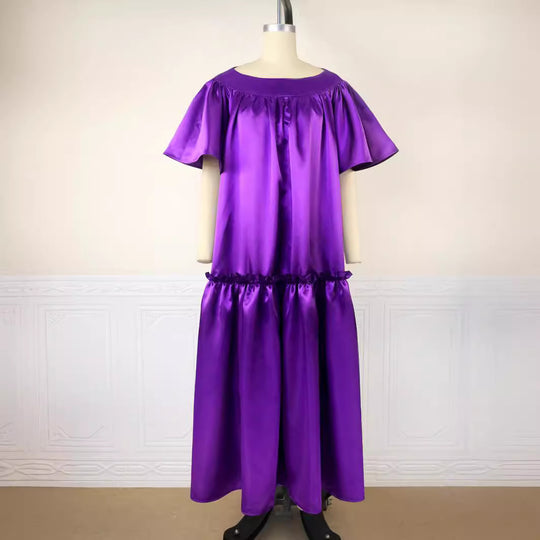 Damen Fließendes Maxikleid mit voluminösen Ärmeln EB