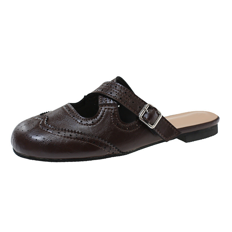 Damen Modische Hausschuhe mit eleganten Schnallen und luftiger Perforation EB