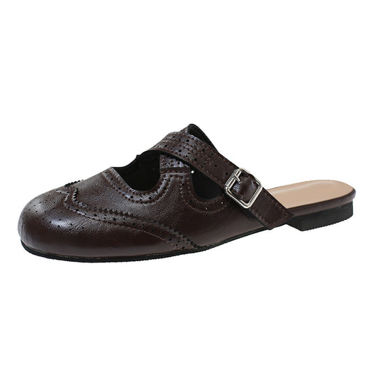Damen Modische Hausschuhe mit eleganten Schnallen und luftiger Perforation EB