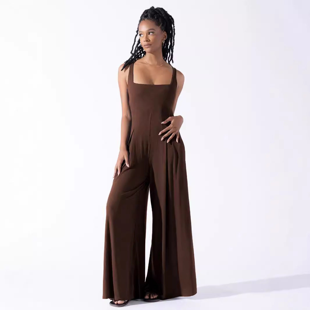 Damen Jumpsuit mit weit geschnittenem Bein und tiefem Rückenausschnitt EB
