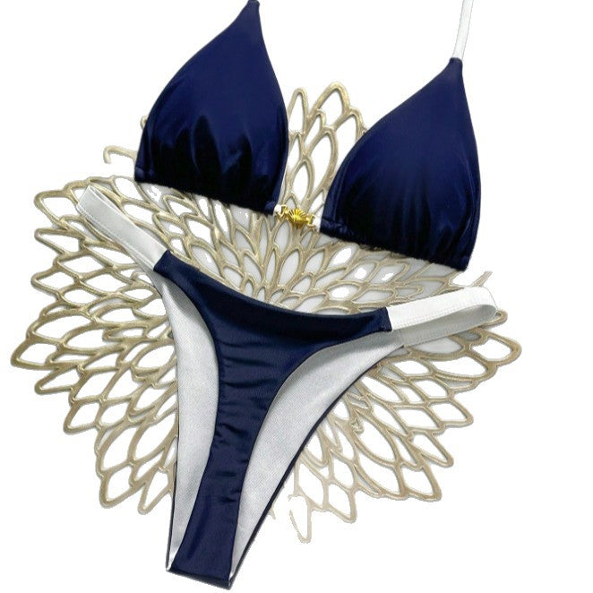 Damen Triangel-Bikini mit modischen Kontrastdetails EB