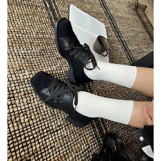 Damen elegante Schnürschuhe mit leichtem Blockabsatz und hochwertiger Lederverarbeitung EB