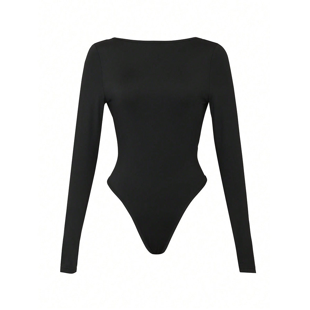 Damen figurbetonter Langarm-Bodysuit mit hohem Rundhals, nahtloser Passform und stretchigem Jersey Eichborn Berlin