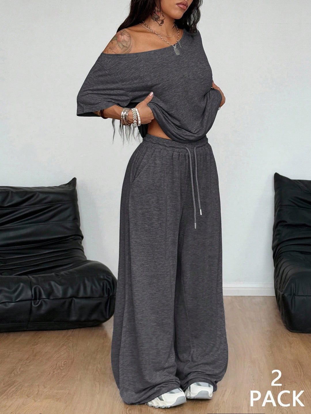 Damen lässiges Oberteil und Jogginghose Set EB