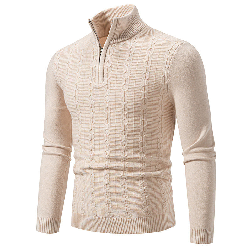 Herren Strickpullover mit modernem Stehkragen und strukturierter Fläche EB