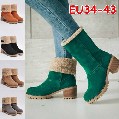 Damen Winterstiefel mit kuscheligem Kunstfellkragen und robustem Sohlenprofil EB