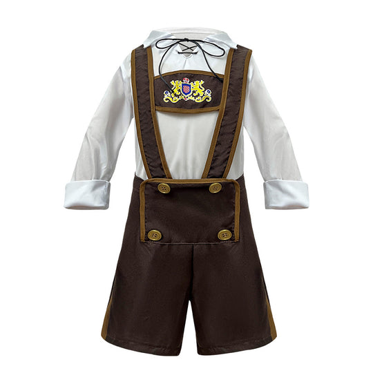 Herren nan traditionelles Kinderlederhosen-Set mit verstellbaren Hosenträgern und Trachtenhut EB