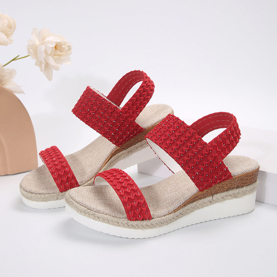 Damen Wedge-Sandalen mit dekorativem Riemendesign und bequemer Sohle EB