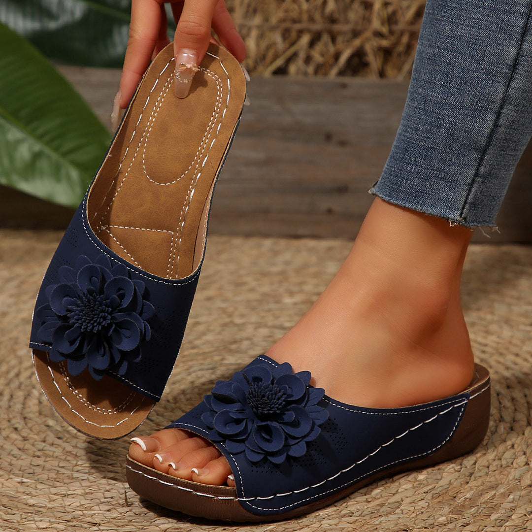 Damen bequeme Sandalen mit floralem Dekor und atmungsaktiver Lochstruktur EB