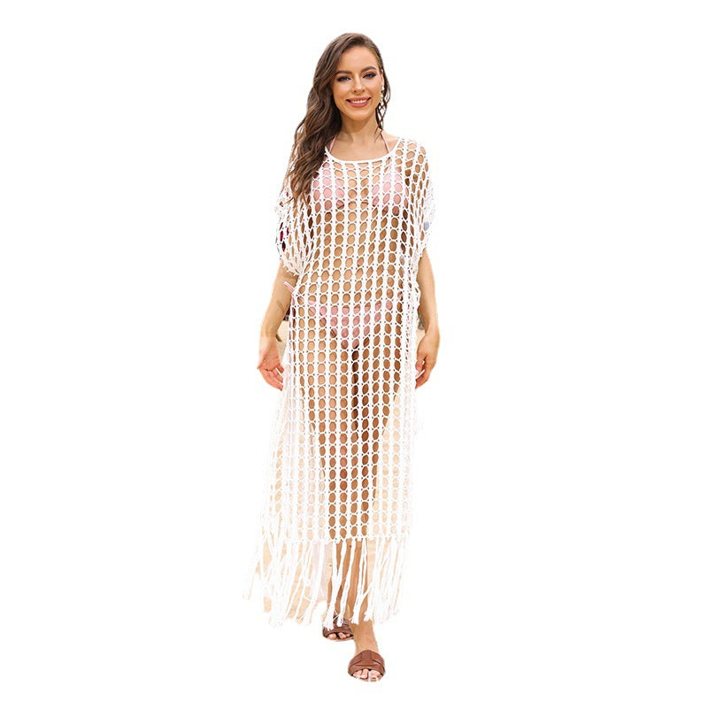 Damen elegantes Häkelkleid mit tiefem Ausschnitt EB