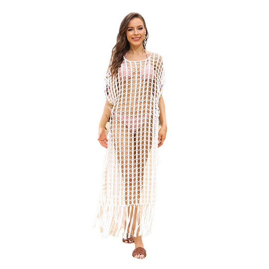 Damen elegantes Häkelkleid mit tiefem Ausschnitt EB