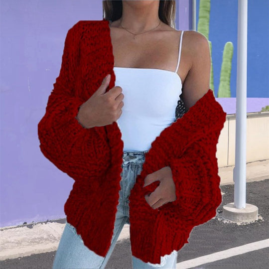 Damen Grobstrickjacke mit lässigem Schnitt und tiefen Taschen EB