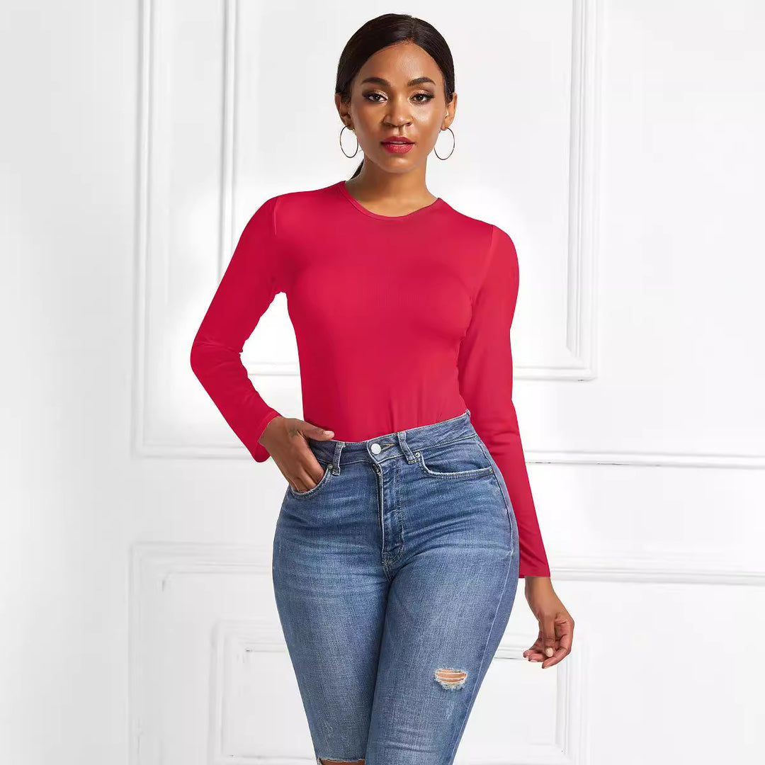 Damen Eleganter Langarmbody mit hohem Beinausschnitt EB