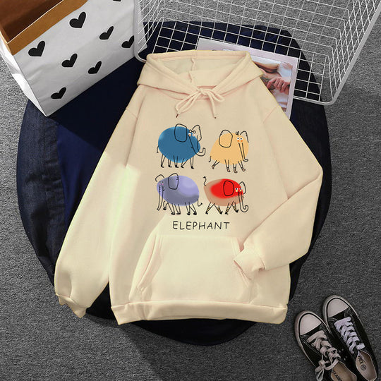 Damen nan Kapuzenpullover mit minimalistischer Grafik, lockerer Oversize-Passform und Kängurutasche EB
