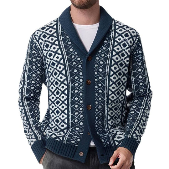 Herren Strickjacke mit traditionellem nordischem Muster EB