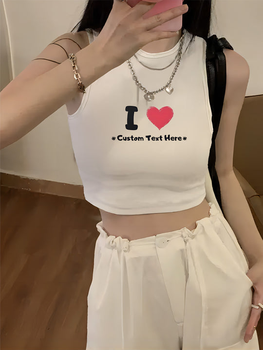 Damen Crop-Top mit auffälligem Schriftzug und körpernahem Schnitt EB