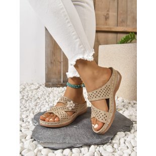 Damen modische Sandalen mit dekorativen Perlen und atmungsaktivem Obermaterial EB