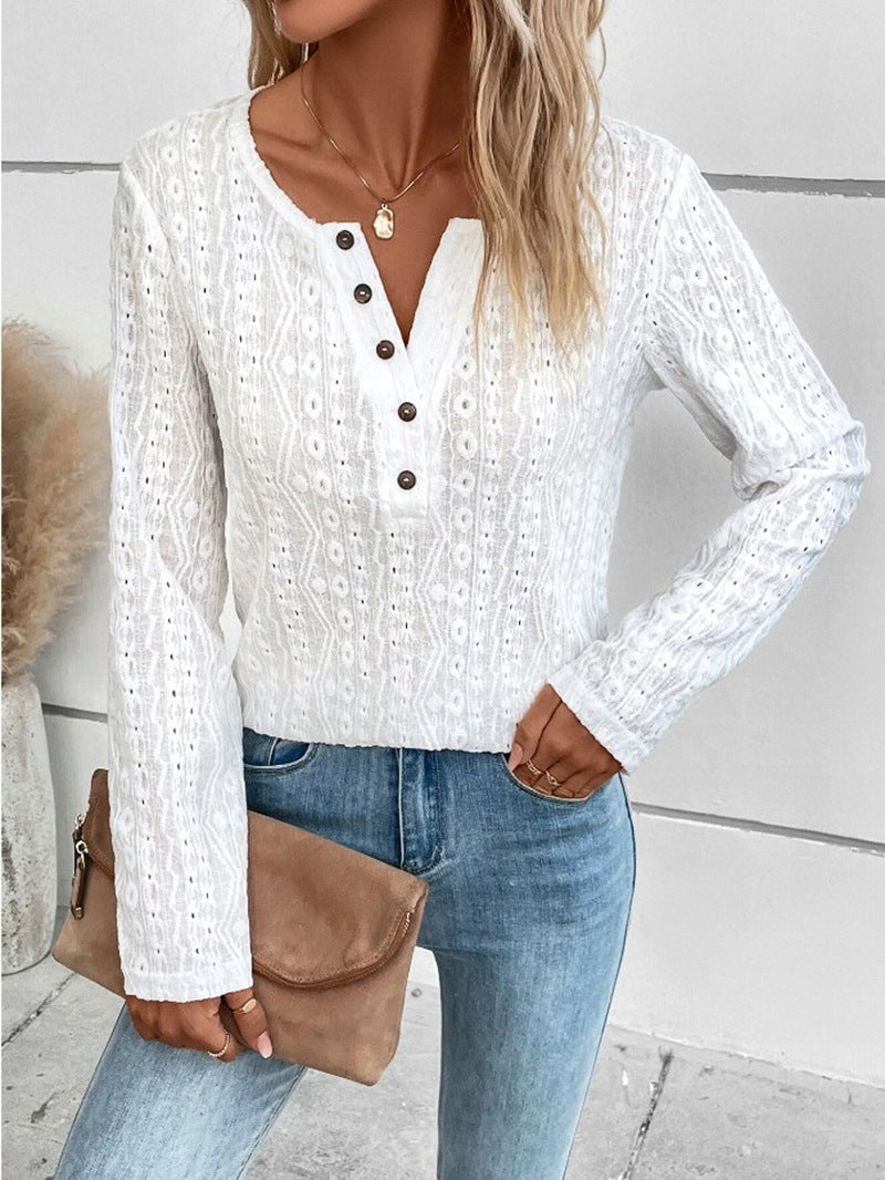 Damen Strukturierter Pullover mit Knopfdetails EB