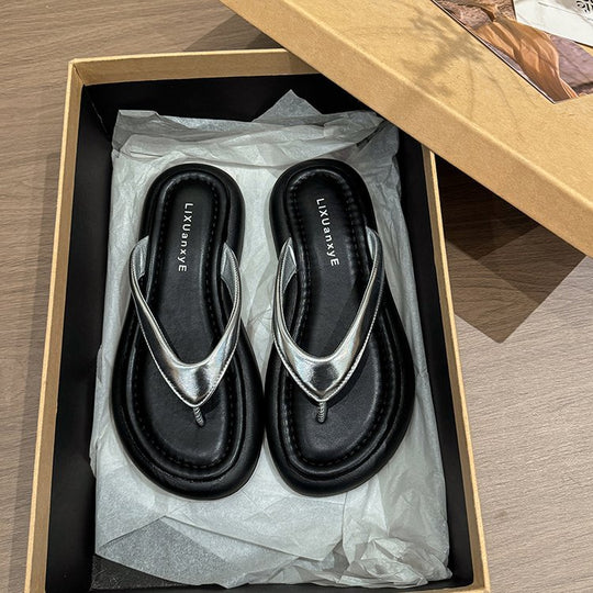 Damen elegante Zehentrenner mit modischem Glitzer-Riemen EB