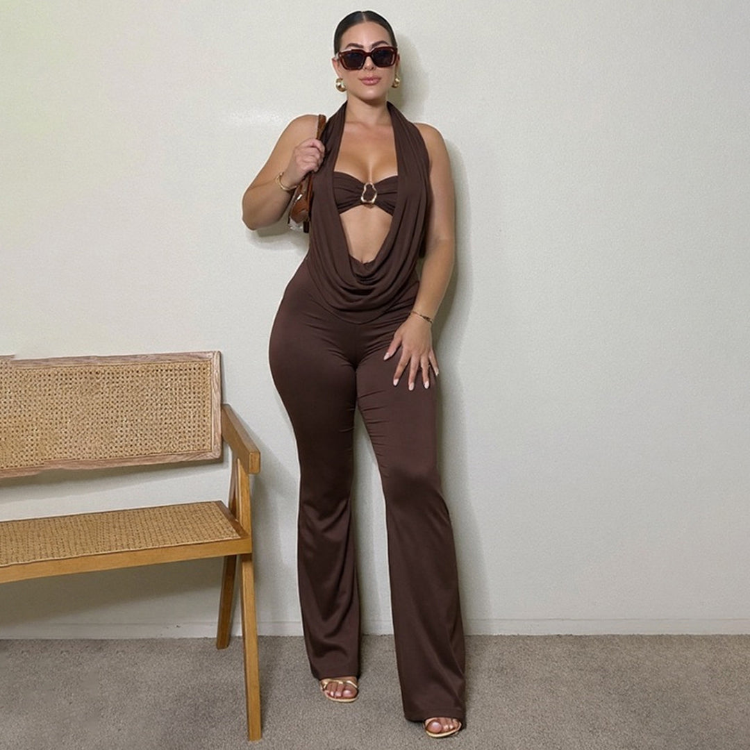 Damen Eleganter und figurbetonter Jumpsuit mit einzigartigem Ausschnitt EB