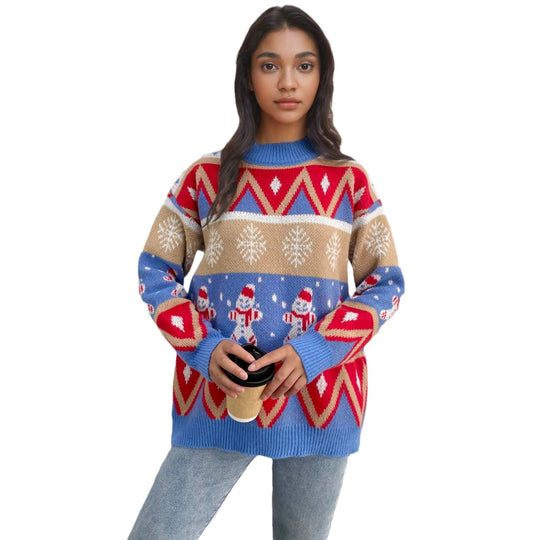 Damen Pullover mit festlichem Weihnachtsmotiv und lässigem Schnitt EB