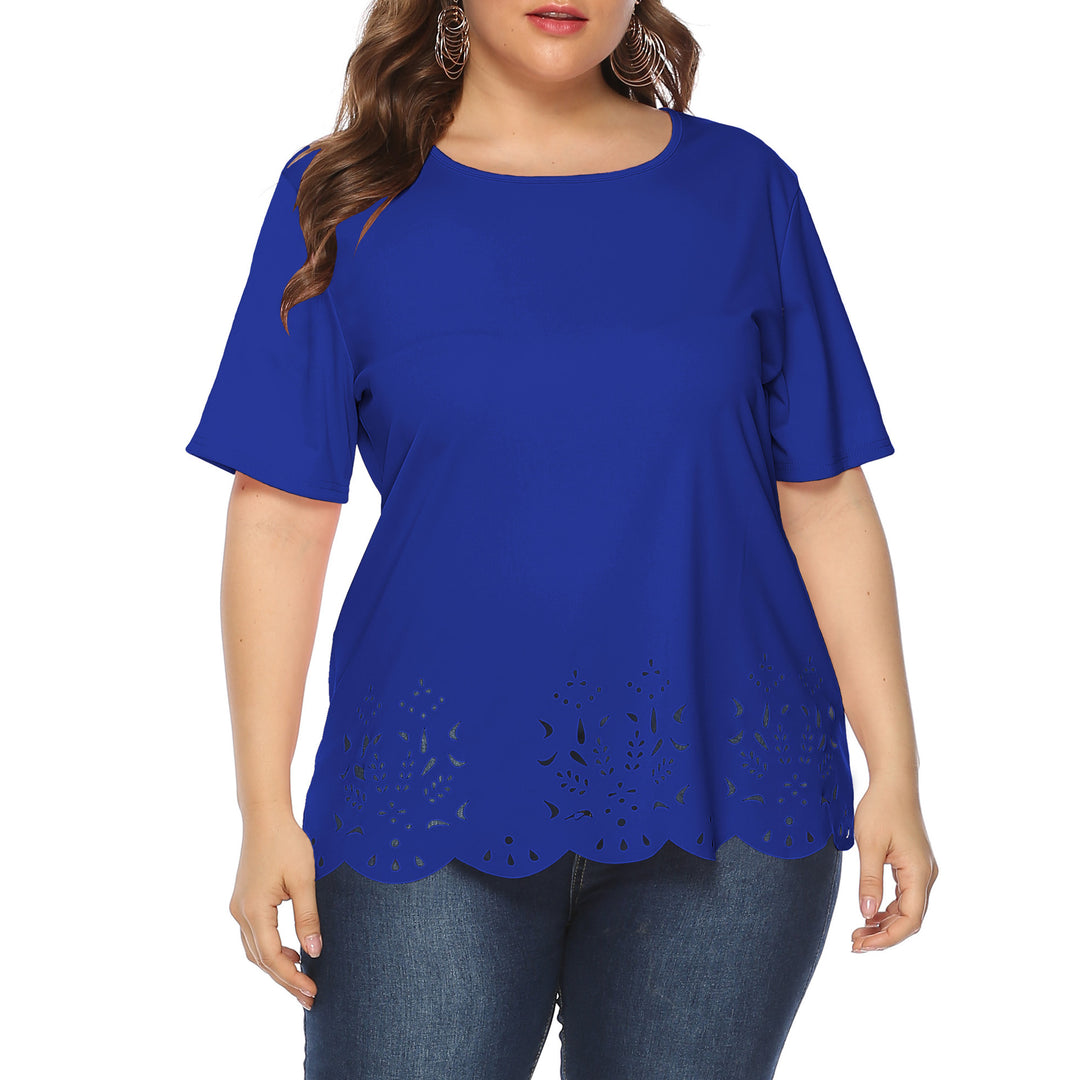 Damen luftiges Oberteil mit floralem Lochmuster EB