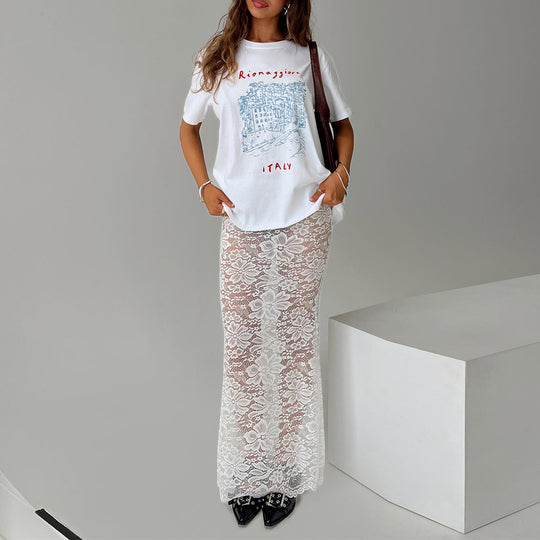 Damen Spitzen Saum Rock EB