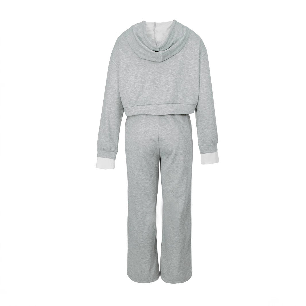 Damen nan kurzes Hoodie- und weite Jogger-Set aus weichem Baumwollmix EB