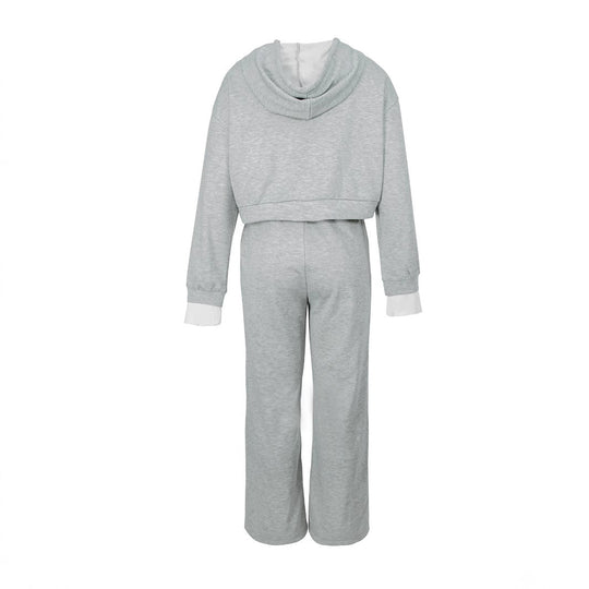 Damen nan kurzes Hoodie- und weite Jogger-Set aus weichem Baumwollmix EB