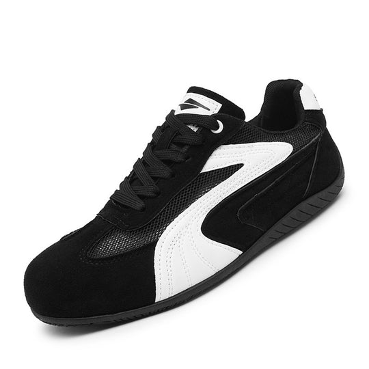 Damen retro-angehauchte Veloursleder-Sneaker mit atmungsaktivem Mesh-Einsatz und rutschfester Gummilaufsohle EB