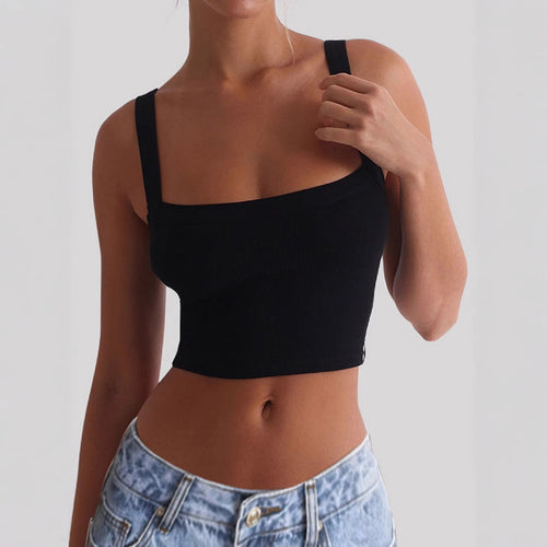 Damen Crop-Top mit quadratischem Ausschnitt und elastischem Material EB