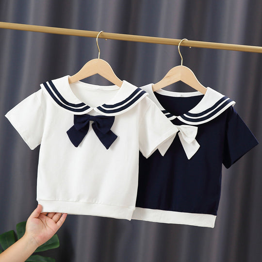 Mädchen Matrosen-T-Shirt mit Schleifendetail EB
