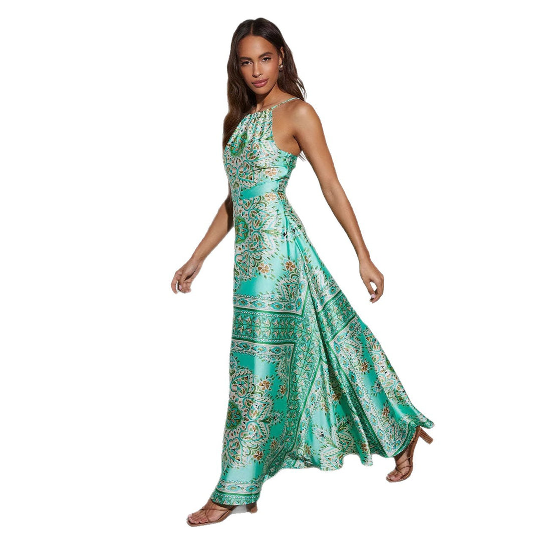 Damen Maxikleid mit verspielt floralem Design und schwingendem Rock R&B