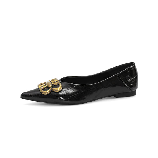 Damen Ballerinas mit elegantem Spitzenbereich und luxuriösem Schnallenakzent EB