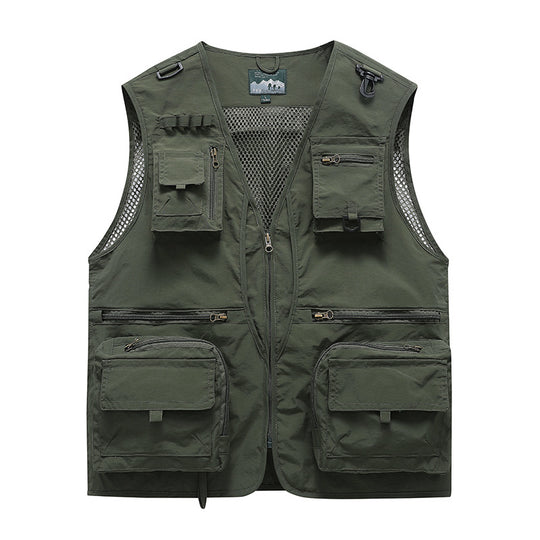 Unisex multifunktionale Utility-Weste mit zahlreichen Taschen, D‑Ringen und atmungsaktivem Mesh EB